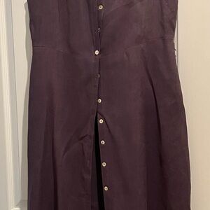Elegant Purple Linen Button-Down Dress